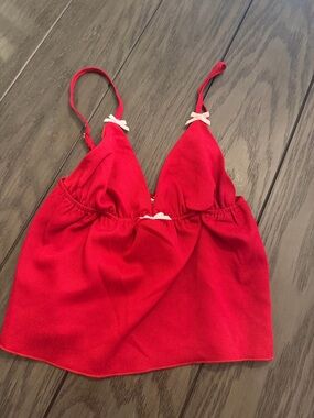 Princess Polly Red Satin-Look Crop Cami